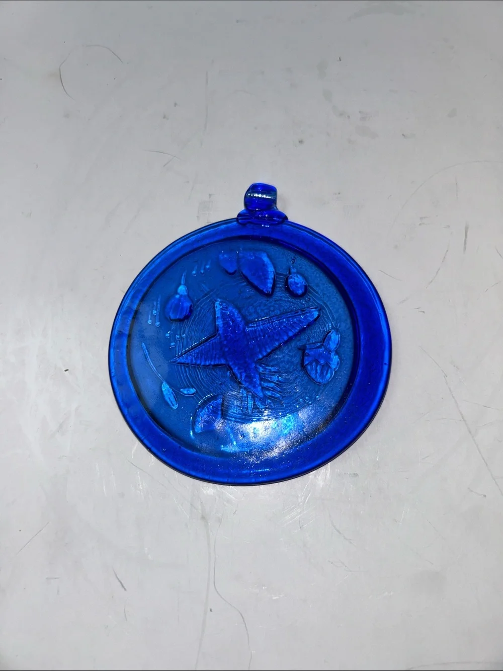 Cobalt blue Round Hummingbird Ornament or Suncatcher